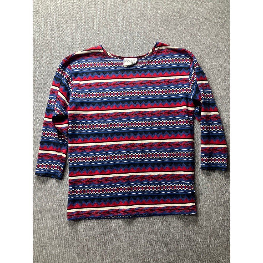 Jazz Sport California Womens Southwestern Geometric Knit Top 3/4 sleeves vintage